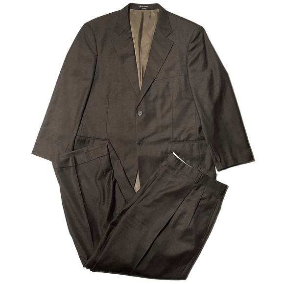 Nordstrom Loro Piana Wool Brown 2 Piece Suit 120’s Men’s Size 43 R Pant Size 37 - Picture 1 of 15